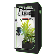 Hengda Growzelt Komplettset, Growbox mit LED Grow Lampe, Gewächshaus, Pflanzenzelt inkl. Belüftungssystem