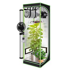 Hengda Growzelt Komplettset, Growbox mit LED Grow Lampe, Gewächshaus, Pflanzenzelt inkl. Belüftungssystem