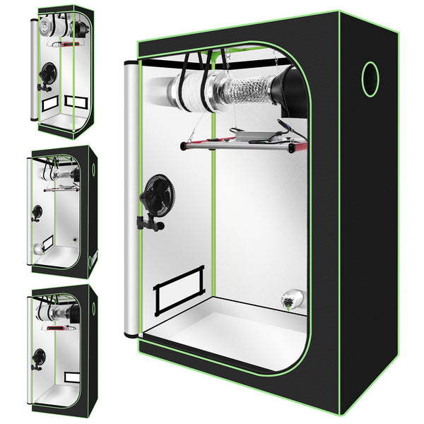 Hengda Growzelt Komplettset, Growbox mit LED Grow Lampe, Gewächshaus, Pflanzenzelt inkl. Belüftungssystem