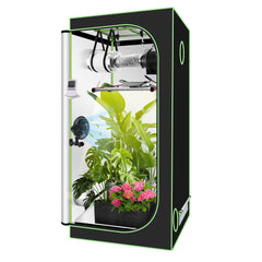 Hengda Growzelt Komplettset, Growbox mit LED Grow Lampe, Gewächshaus, Pflanzenzelt inkl. Belüftungssystem
