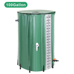 Hengda Faltbare Regentonne, 380L Regenwassertank Mit Wasserhahn und Ablassventil, Tragbarer Wasserspeicher Regenfass, PVC Wassertank (Mit Skala)