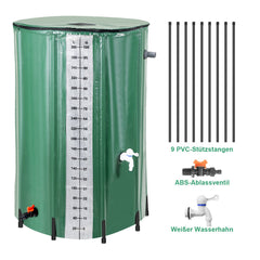 Hengda Faltbare Regentonne, 380L Regenwassertank Mit Wasserhahn und Ablassventil, Tragbarer Wasserspeicher Regenfass, PVC Wassertank (Mit Skala)