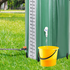 Hengda Faltbare Regentonne, 380L Regenwassertank Mit Wasserhahn und Ablassventil, Tragbarer Wasserspeicher Regenfass, PVC Wassertank (Mit Skala)