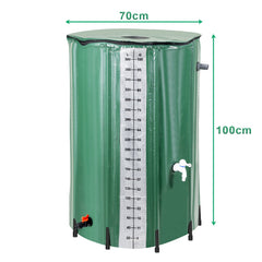 Hengda Faltbare Regentonne, 380L Regenwassertank Mit Wasserhahn und Ablassventil, Tragbarer Wasserspeicher Regenfass, PVC Wassertank (Mit Skala)