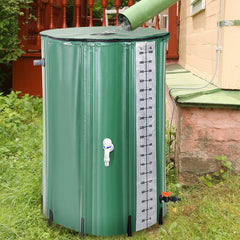 Hengda Faltbare Regentonne, 380L Regenwassertank Mit Wasserhahn und Ablassventil, Tragbarer Wasserspeicher Regenfass, PVC Wassertank (Mit Skala)