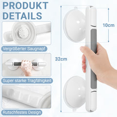 Hengda Haltegriff Dusche mit Saugnapf, MAX 110 KG, 32CM Duschgriff, Abnehmbare Badewannengriff, Sauggriff, Badgriff