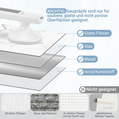 Hengda Haltegriff Dusche mit Saugnapf, MAX 110 KG, 32CM Duschgriff, Abnehmbare Badewannengriff, Sauggriff, Badgriff