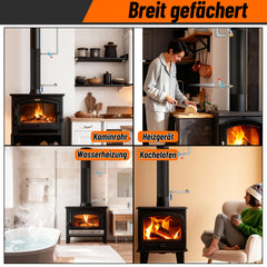 Hengda Kaminofenrohr Edelstahl Ø12cm/15cm, Ofenrohr mit integrierter Heizspirale, Abgasrohr für Kamin & Holzofen