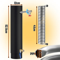 Hengda Kaminofenrohr Edelstahl Ø12cm/15cm, Ofenrohr mit integrierter Heizspirale, Abgasrohr für Kamin & Holzofen