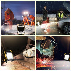 Hengda LED Baustrahler 50W-200W, Arbeitsleuchte IP66 Wasserdicht, LED-Strahler mit 3M Kabel, und Faltbarer Ständer, 6000K Kaltweiß Fluter für Werkstatt  (mit Stecker)