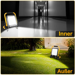 Hengda LED Baustrahler 50W-200W, Arbeitsleuchte IP66 Wasserdicht, LED-Strahler mit 3M Kabel, und Faltbarer Ständer, 6000K Kaltweiß Fluter für Werkstatt  (mit Stecker)