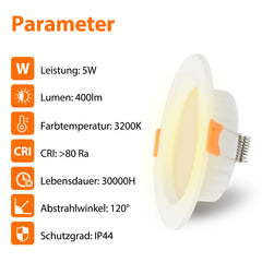 Hengda 20x LED Einbaustrahler 3200K/6000K, LED strahler, 220V 5W Deckenstrahler, Deckenspot