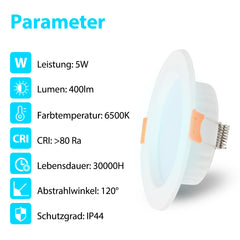 Hengda 20x LED Einbaustrahler 3200K/6000K, LED strahler, 220V 5W Deckenstrahler, Deckenspot