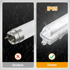 Hengda LED Feuchtraumleuchte 18W/24W, Wannenleuchte 4000K Neutralweiß, T8 LED Röhre, Feuchtraumlampe IP65 Wasserfest Röhrenlampe, Werkstattlampe