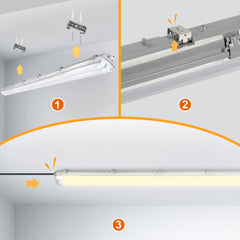 Hengda LED Feuchtraumleuchte 18W/24W, 120cm/150cm Wannenleuchte, Kaltweiß/Neutralweiß, Doppelt T8 LED Werkstattlampe, Röhrenlampe IP65 Wasserfest