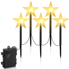 Hengda LED Garten Leuchtstäbe Stern, Weihnachtslichter Außen mit Batterie und Timer, IP65 Sterne Weihnachtsbeleuchtung, für Gartenstecker