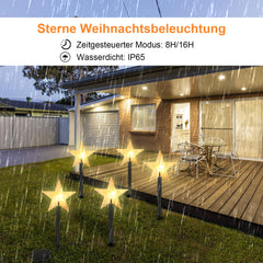 Hengda LED Garten Leuchtstäbe Stern, Weihnachtslichter Außen mit Batterie und Timer, IP65 Sterne Weihnachtsbeleuchtung, für Gartenstecker