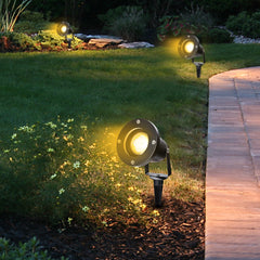 Hengda LED Gartenstrahler 4W, Gartenleuchte GU10 4000K Warmweiß, Gartenbeleuchtung mit Erdspieß, IP65 Gartenlampe mit Stecker
