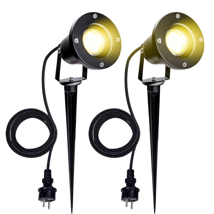 Hengda LED Gartenstrahler 4W, Gartenleuchte GU10 4000K Warmweiß, Gartenbeleuchtung mit Erdspieß, IP65 Gartenlampe mit Stecker