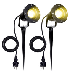 Hengda LED Gartenstrahler 4W, Gartenleuchte GU10 4000K Warmweiß, Gartenbeleuchtung mit Erdspieß, IP65 Gartenlampe mit Stecker