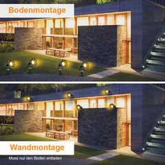 Hengda LED Gartenstrahler 4W, Gartenleuchte GU10 4000K Warmweiß, Gartenbeleuchtung mit Erdspieß, IP65 Gartenlampe mit Stecker