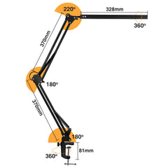Hengda LED Schreibtischlampe, 10W Klemmleuchte, Dimmbar Tischlampe