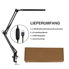 Hengda LED Schreibtischlampe, 10W Klemmleuchte, Dimmbar Tischlampe