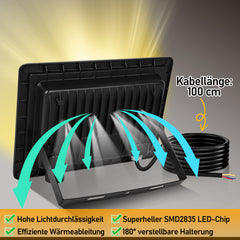 Hengda LED Strahler Außen Dimmbar, LED Fluter 3000K/4000K/6500K, IP66 Wasserdicht Scheinwerfer (kein Stecker)