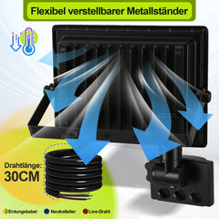 Hengda 10-100W LED Strahler mit Bewegungsmelder, LED Fluter Kaltweiß Wandstrahler Außen IP66, Scheinwerfer,  Gartenlampe, Baustrahler (kein Stecker)
