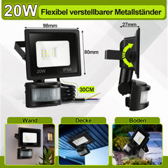 Hengda 10-100W LED Strahler mit Bewegungsmelder, LED Fluter Kaltweiß Wandstrahler Außen IP66, Scheinwerfer,  Gartenlampe, Baustrahler (kein Stecker)