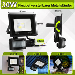 Hengda 10-100W LED Strahler mit Bewegungsmelder, LED Fluter Kaltweiß Wandstrahler Außen IP66, Scheinwerfer,  Gartenlampe, Baustrahler (kein Stecker)