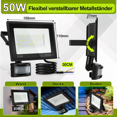 Hengda 10-100W LED Strahler mit Bewegungsmelder, LED Fluter Kaltweiß Wandstrahler Außen IP66, Scheinwerfer,  Gartenlampe, Baustrahler (kein Stecker)