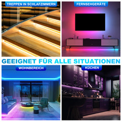 Hengda Led Streifen RGB SMD 5050, LED Strip Selbstklebend, mit 24-Tasten-Fernbedienung, Dimmbar LED lichtband Leiste, für Zuhause, Partei
