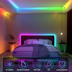 Hengda Led Streifen RGB SMD 5050, LED Strip Selbstklebend, mit 24-Tasten-Fernbedienung, Dimmbar LED lichtband Leiste, für Zuhause, Partei