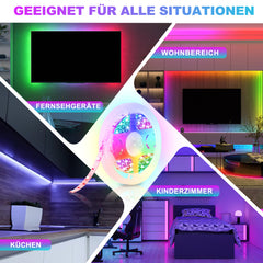 Hengda Led Streifen RGB SMD 5050, LED Strip Selbstklebend, mit 24-Tasten-Fernbedienung, Dimmbar LED lichtband Leiste, für Zuhause, Partei