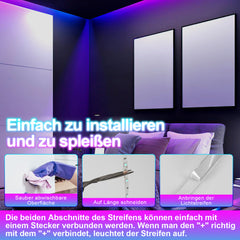 Hengda Led Streifen RGB SMD 5050, LED Strip Selbstklebend, mit 24-Tasten-Fernbedienung, Dimmbar LED lichtband Leiste, für Zuhause, Partei