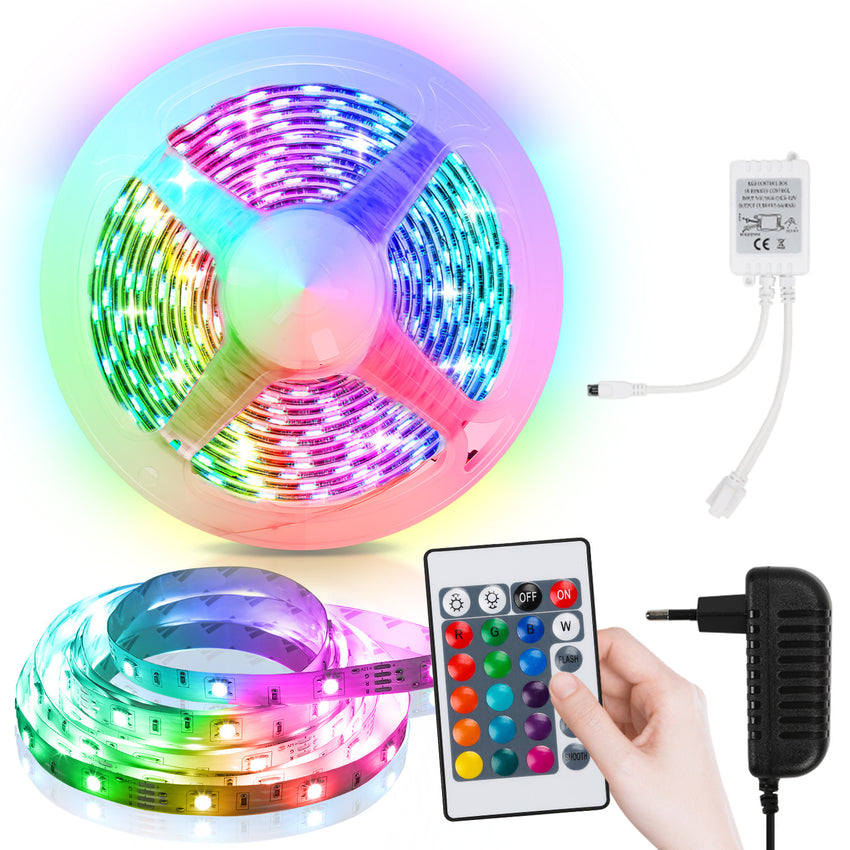 Hengda Led Streifen RGB SMD 5050, LED Strip Selbstklebend, mit 24-Tasten-Fernbedienung, Dimmbar LED lichtband Leiste, für Zuhause, Partei