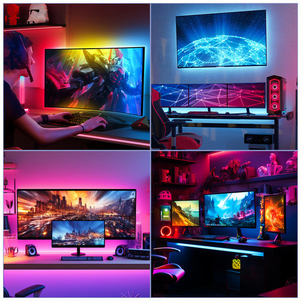 Hengda Neon LED Strip RGBIC Gaming PC Monitor Hintergrundbeleuchtung USB LED Streifen für 27/32 Zoll PC, Dimmbar, mit App-Steuerung