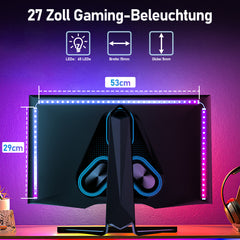 Hengda Neon LED Strip RGBIC Gaming PC Monitor Hintergrundbeleuchtung USB LED Streifen für 27/32 Zoll PC, Dimmbar, mit App-Steuerung