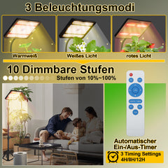 Hengda Pflanzenlampe LED mit Ständer, Höhenverstellbare Pflanzenleuchte LED Vollspektrum, 242 LEDs Grow Lampe