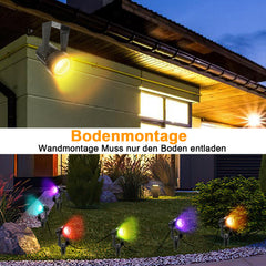 Hengda LED Gartenbeleuchtung mit Erdspieß, 6er Set LED Gartenstrahler RGB Farbwechsel, Gartenleuchte IP65, Gartenlampe Wegbeleuchtung mit Stecker und Fernbedienung