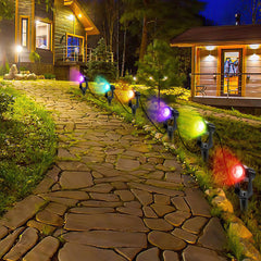 Hengda LED Gartenbeleuchtung mit Erdspieß, 6er Set LED Gartenstrahler RGB Farbwechsel, Gartenleuchte IP65, Gartenlampe Wegbeleuchtung mit Stecker und Fernbedienung