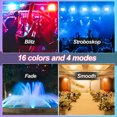 Hengda RGB LED Strahler Außen mit Fernbedienung, 10/20/30/50 W Fluter LED Dimmbar, Flutlicht IP66 Wasserdicht, 4 Modi