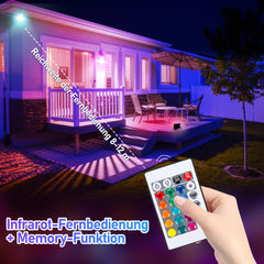 Hengda RGB LED Strahler Außen mit Fernbedienung, 10/20/30/50 W Fluter LED Dimmbar, Flutlicht IP66 Wasserdicht, 4 Modi