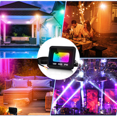 Hengda RGB LED Strahler Außen mit Fernbedienung, 10/20/30/50 W Fluter LED Dimmbar, Flutlicht IP66 Wasserdicht, 4 Modi