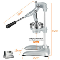Hengda Saftpresse Manuell, Zitronenpresse, Zitruspresse Edelstahl, Orangenpresse Flüsterleise, für alle Saftfrüchte Geeignet