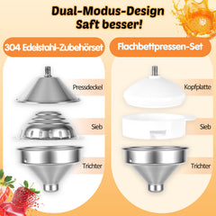 Hengda Saftpresse Manuell, Zitronenpresse, Zitruspresse Edelstahl, Orangenpresse Flüsterleise, für alle Saftfrüchte Geeignet