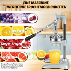 Hengda Saftpresse Manuell, Zitronenpresse, Zitruspresse Edelstahl, Orangenpresse Flüsterleise, für alle Saftfrüchte Geeignet