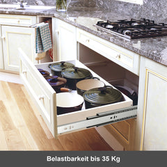 Hengda Schubladenschienen 250 - 550 mm, Schubladen  Schienensystem mit Selbsteinzug, Teleskopschiene vollauszug Schubladenauszüg, Kugelführung, Tragkraft 35 Kg