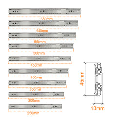 Hengda Schubladenschienen 250 - 550 mm, Schubladen  Schienensystem mit Selbsteinzug, Teleskopschiene vollauszug Schubladenauszüg, Kugelführung, Tragkraft 35 Kg
